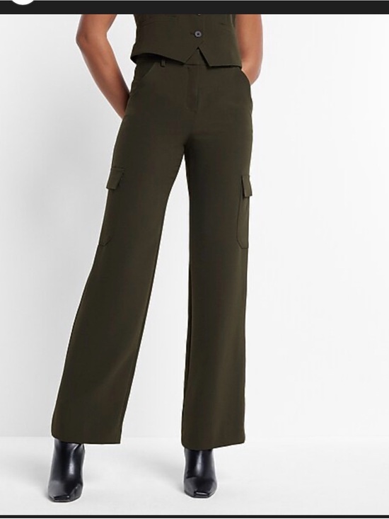 Express Pants - Express Olive Wide Leg Cargo Pants
